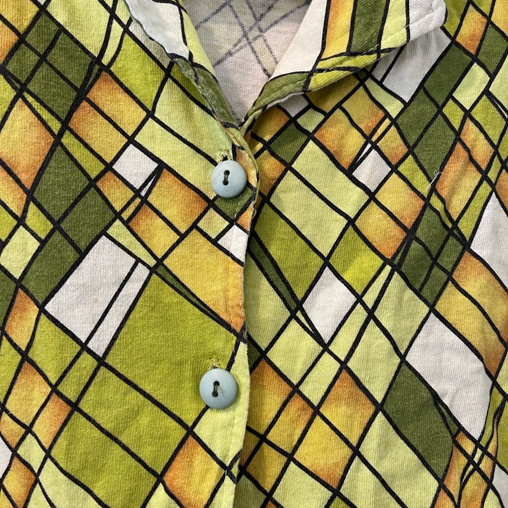 Vintage Abstract Square Block Patterned Shirt - image 6